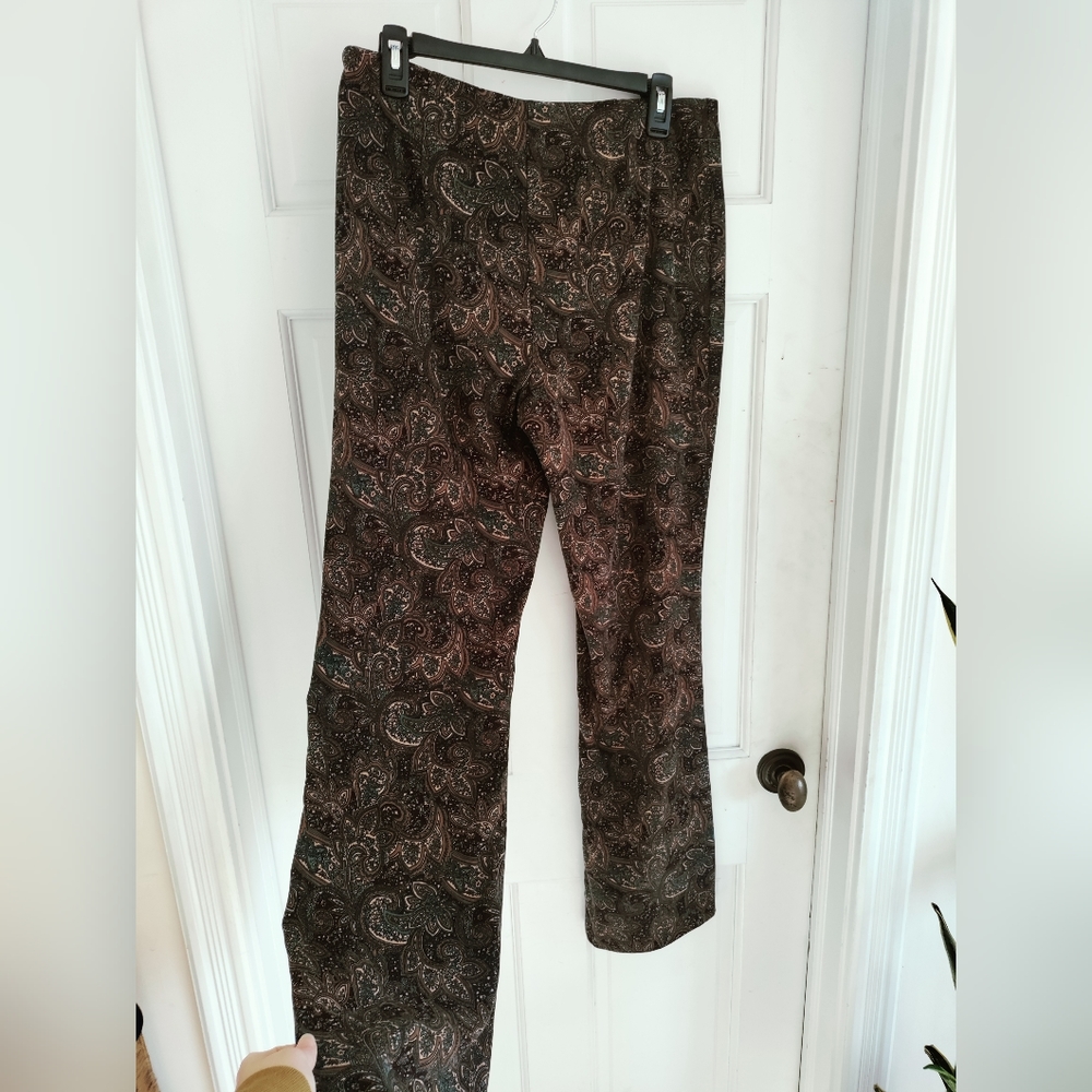 60s -70s brown paisley flare pants